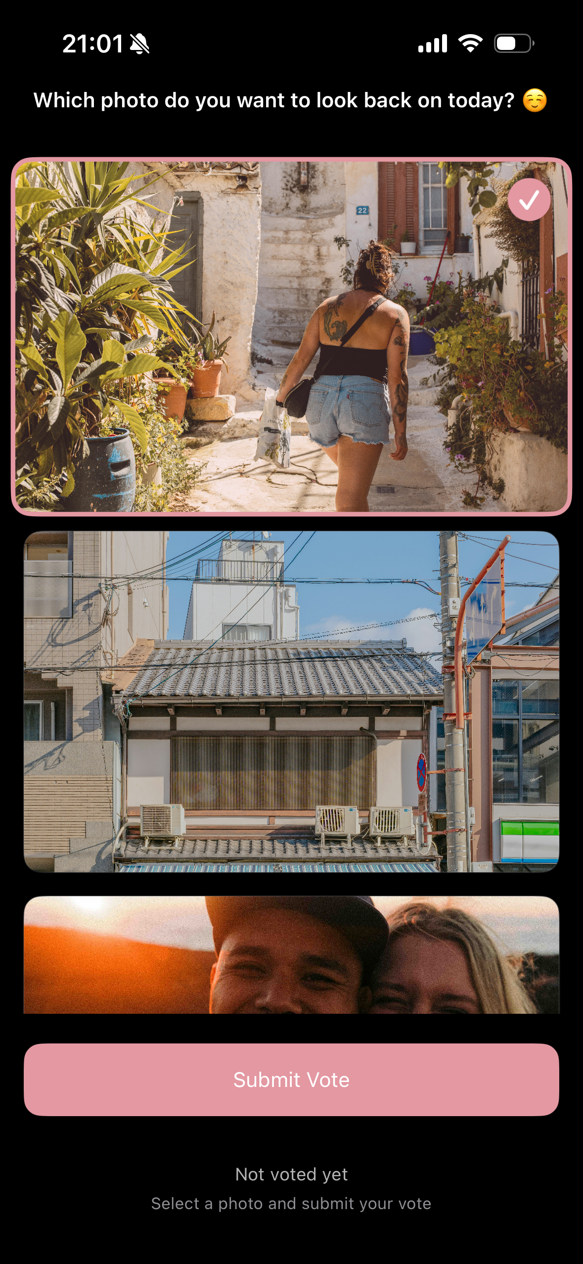 CupVoteの思い出投票画面